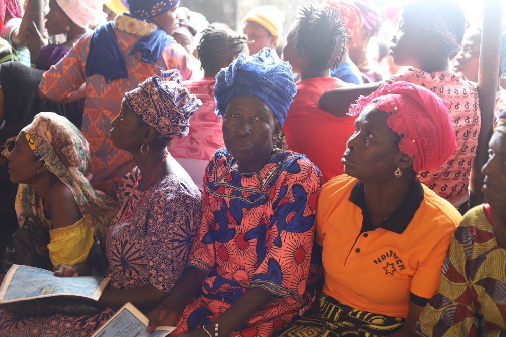 Residents of Makeni, a town in northern Sierra Leone, attend one of the religious sister's sessions on fighting the stigma that is associated with Ebola and that educates people to accept Ebola survivors back into the community. (GSR Photo/Doreen Ajiambo)
