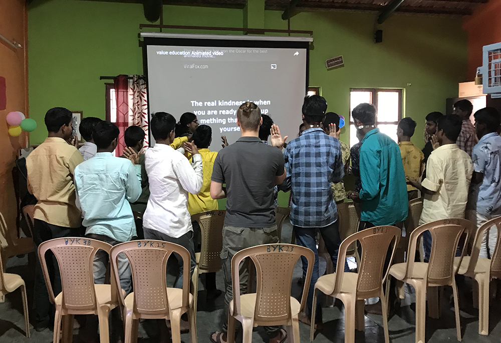 The boys of BOSCO Yuvakendra undergo a value education session at their center in Bengaluru, southern India. (Thomas Scaria)