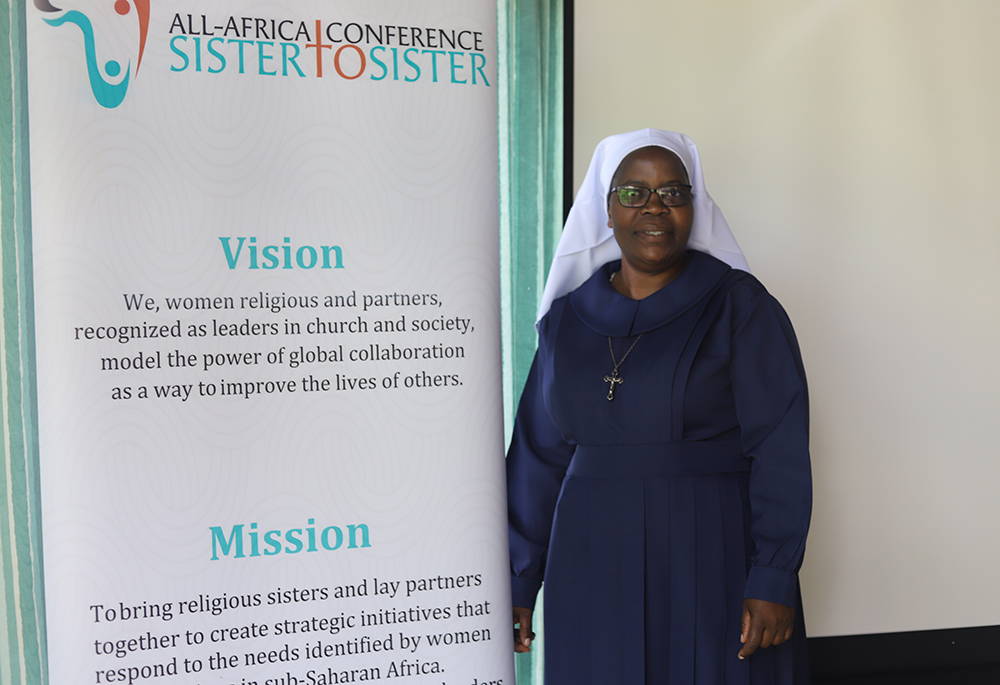 Sr. Eneless Chimbali, a senior program officer for the All-Africa Conference: Sister to Sister, is pictured at the Imperial Botanical Beach Hotel April 10 in Entebbe, a town in central Uganda. (Doreen Ajiambo)