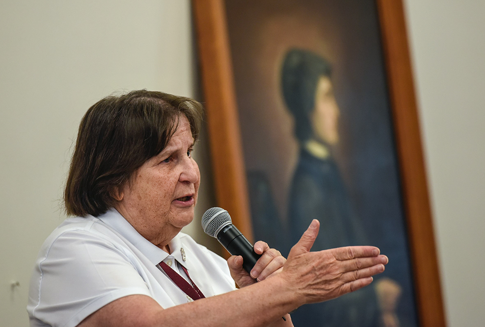 Daughter of Charity Sr. Anne Marie Lamoureux speaks at the National Shrine of St. Elizabeth Ann Seton in Emmitsburg, Maryland. (Courtesy of the National Shrine of St. Elizabeth Ann Seton)