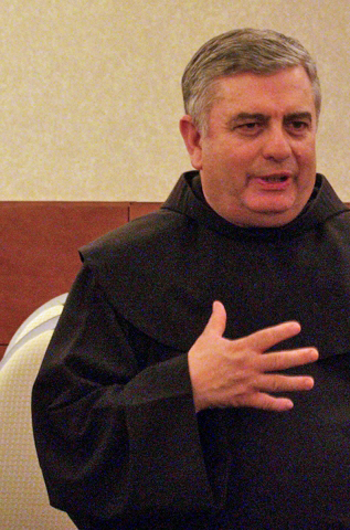 Franciscan Fr. Jose Rodriguez Carballo speaks during an NCR interview May 7. (NCR photo/Robyn J. Haas)