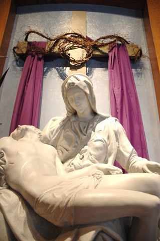 A statue of the Pieta is seen at Mother of Sorrows Church in Murrysville, Pa., in 2007. (CNS/Catholic Accent/Ed Zelachoski)