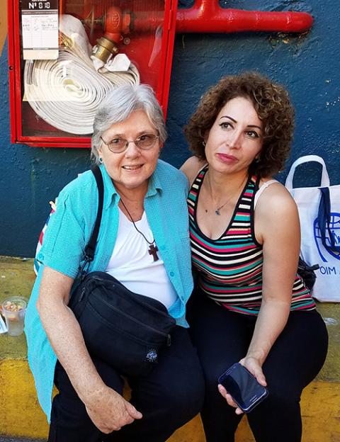 Mercy Sr. Deborah Watson, left, with Haifaa Danora, a Syrian refugee she accompanies in Buenos Aires, Argentina (Courtesy of Sr. Deborah Watson)