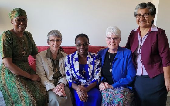 Members of the new congregational leadership team of the Sisters of Notre Dame de Namur. From left: Sr. Amarachi Grace Ezeonu of Nigeria; Sr. Lorraine Connell of Massachusetts; Sr. Evalyne Aseyo of Kenya; Sr. Mary Johnson of Massachusetts, who is team con