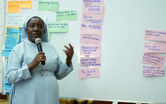 Daughter of St. Thomas Sr. Euphrasia Masika, director of the Catholic Care for Children Uganda, recounts strategies her team deployed in their pilot from 2016, which is considered a successful case study for other Catholic Care for Children global interventions. (GSR photo/Wycliff Peter Oundo)