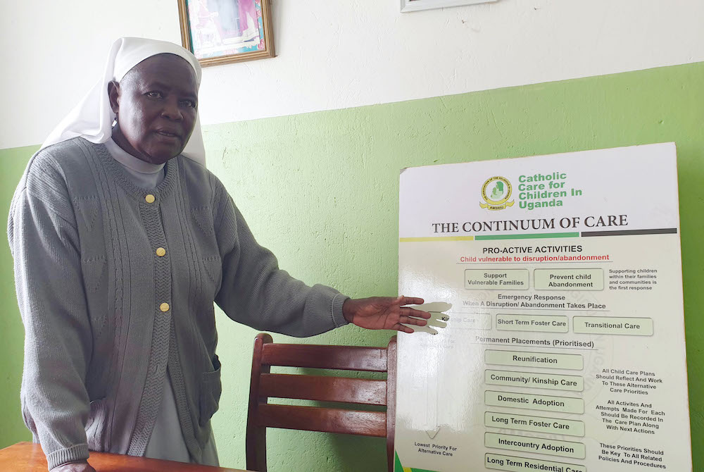 Sr. Mary Lunyolo, a member of Sisters of Mary of Kakamega, explains the new child integration guidelines. (Gerald Matembu) Sr. Mary Lunyolo, a member of Sisters of Mary of Kakamega, explains the new child integration guidelines. (Gerald Matembu)