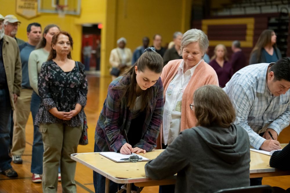 Hulu's series "Dopesick" examines how the Sackler family's Purdue Pharma triggered a drug epidemic. Here Notre Dame of Montreal Sr. Beth Davies, played by Meagen Fay, accompanies Betsy Mallum (played by Kaitlyn Dever). (Hulu/Gene Page)