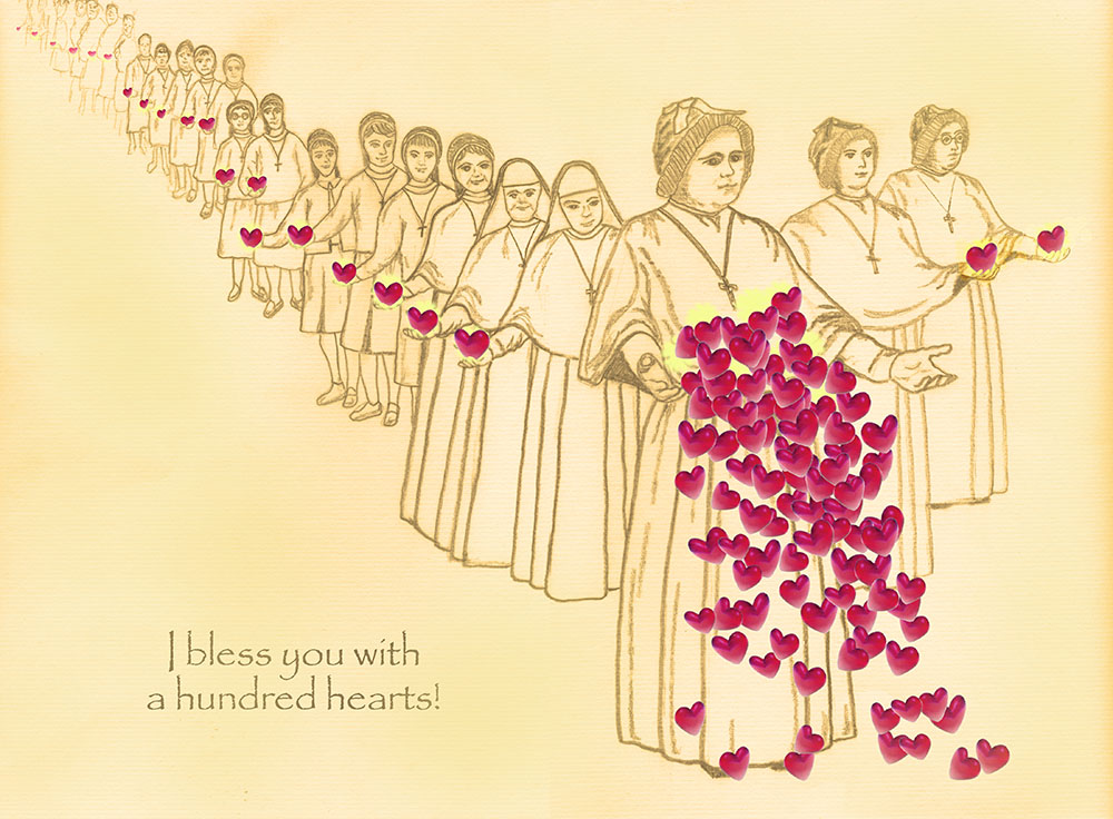 "I Bless You With a Hundred Hearts" by artist Sr. Doretta D'Albero of the Apostles of the Sacred Heart of Jesus (Courtesy of Apostles of the Sacred Heart of Jesus) "I Bless You With a Hundred Hearts" by artist Sr. Doretta D'Albero of the Apostles of the Sacred Heart of Jesus (Courtesy of Apostles of the Sacred Heart of Jesus)