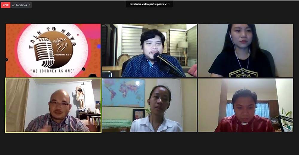 Sr. Jennibeth Sabay (bottom row, center) participates in in a Zoom episode of a Singles for Christ talk show program. (Provided photo) Sr. Jennibeth Sabay (bottom row, center) participates in in a Zoom episode of a Singles for Christ talk show program. (Provided photo)