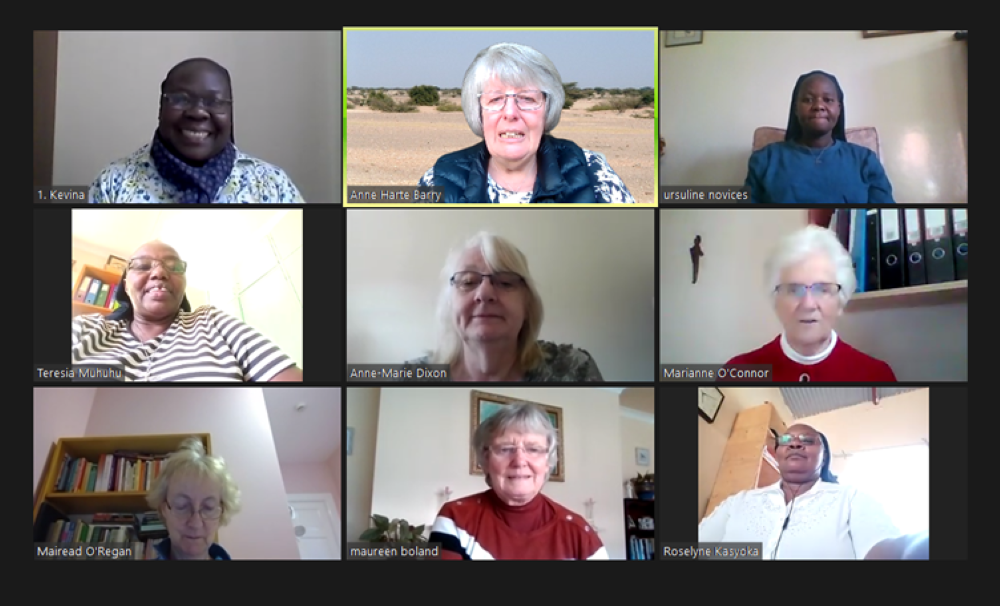 The Province Leadership Team and the Kenya Regional Team meet via Zoom in 2019 as the Kenyan community prepares for transition to its own province. (Courtesy of Ursuline sisters in Ireland, Kenya)