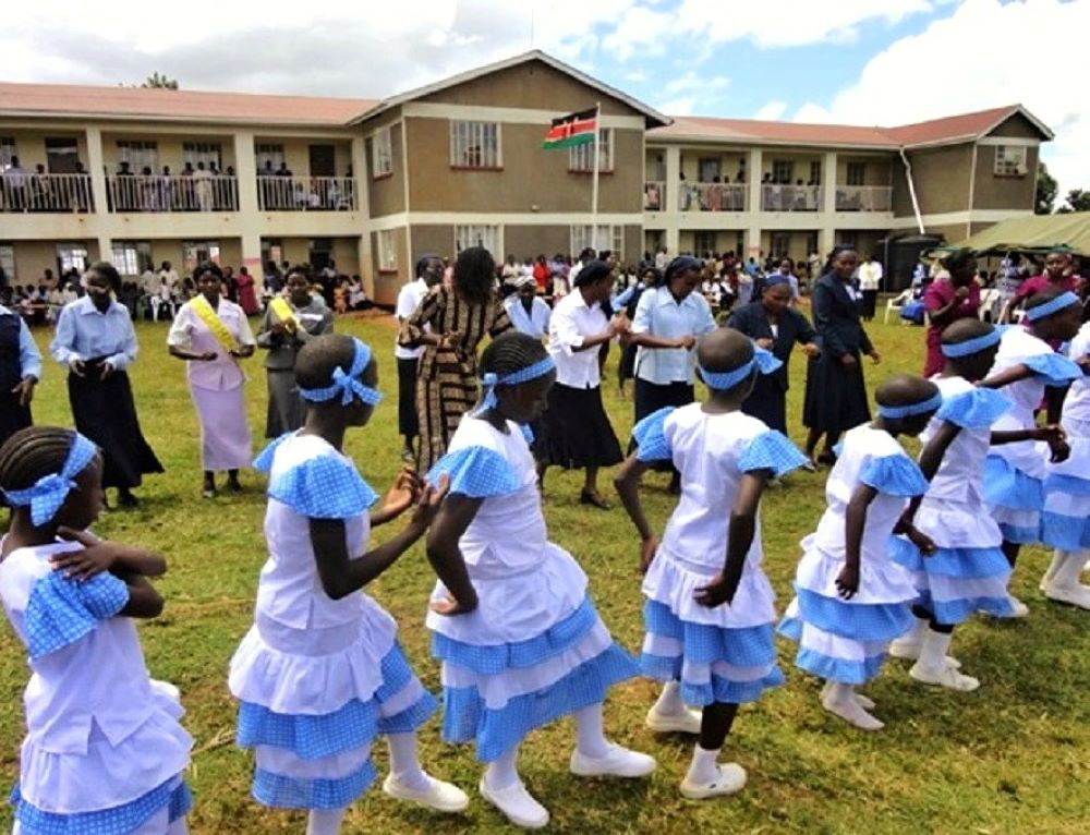 Girls participate in a 2014 graduation ceremony at St. Ursula's Primary School in Kitale. Education, particularly for girls, has been a primary ministry for Ursuline sisters in Ireland and Kenya. (Courtesy of Ursuline sisters in Ireland, Kenya)