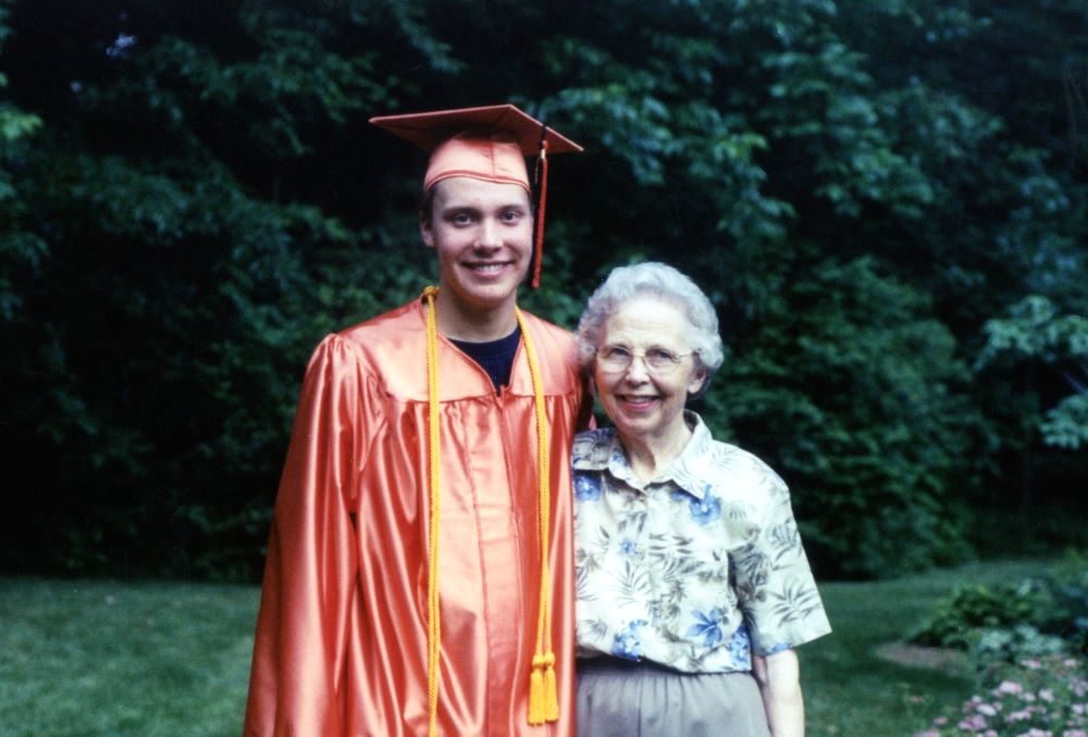 Matt Naveau and his grandmother celebrate his high school graduation in 2004. Grandma's simple living choices were driven by a mindset of "I know where I've come from, and I have what I need." (Courtesy photo)
