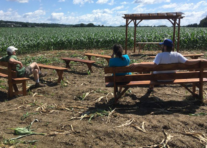 People sit at an outdoor chapel on the property of the Adorers of the Blood of Christ in 2017 in Columbia, Pennsylvania. (CNS/Mark Clatterbuck, courtesy of Lancaster Against Pipeline) People sit at an outdoor chapel on the property of the Adorers of the Blood of Christ in 2017 in Columbia, Pennsylvania. (CNS/Mark Clatterbuck, courtesy of Lancaster Against Pipeline)