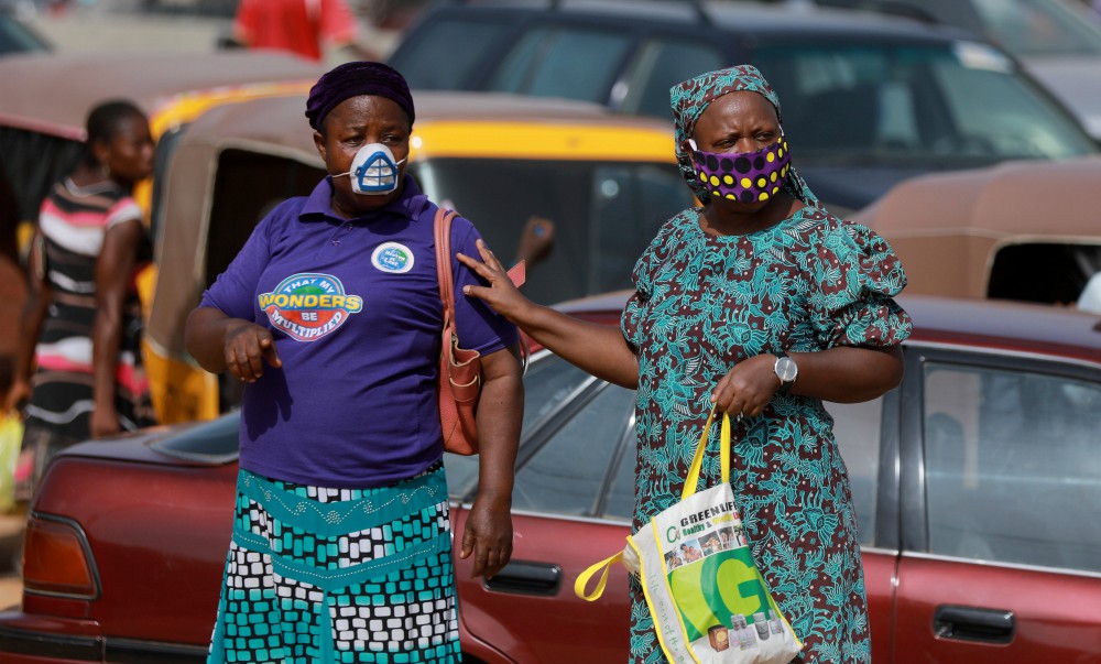Women in Abuja, Nigeria, wear face masks May 2 during the coronavirus pandemic. Catholic sisters have also been active across Africa to disseminate information on hygiene and infection prevention. (CNS/Reuters/Afolabi Sotunde) Women in Abuja, Nigeria, wear face masks May 2 during the coronavirus pandemic. Catholic sisters have also been active across Africa to disseminate information on hygiene and infection prevention. (CNS/Reuters/Afolabi Sotunde)