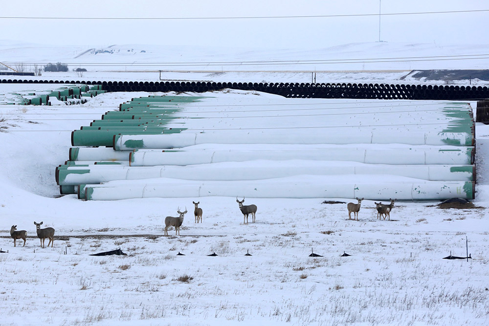 A depot used to store pipes for TC Energy Corp's then-planned Keystone XL oil pipeline is seen in Gascoyne, North Dakota, Jan. 25, 2017. (CNS/Reuters/Terray Sylvester)