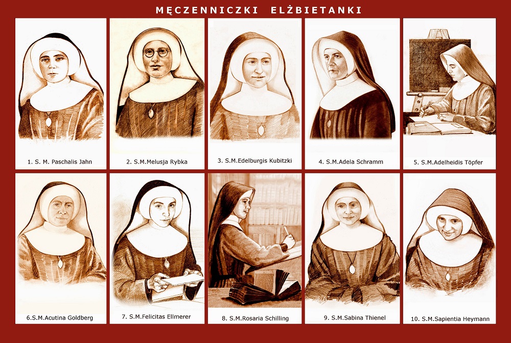Pope Francis has approved the beatification of 10 Polish nuns, all members of the Congregation of Sisters of St. Elizabeth, who were killed by Soviet troops in the waning days of World War II. Pictured clockwise are Sisters Maria Paschalis Jahn, Melusja, 