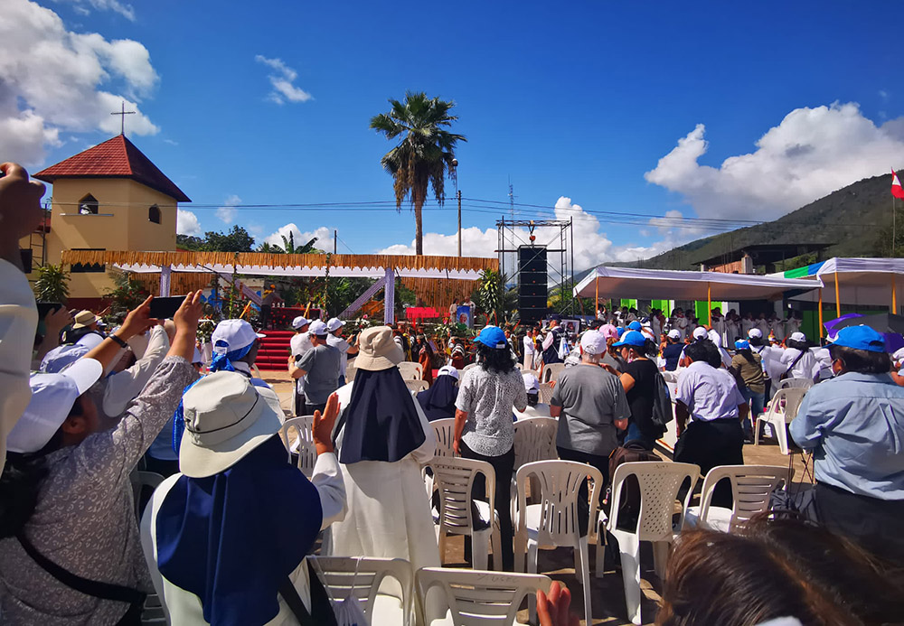 Participants gather before the beatification ceremony for Sr. María Agustina Rivas López, known as Aguchita, on May 7 in La Florida, Peru. (Courtesy of Yvette Arnold)