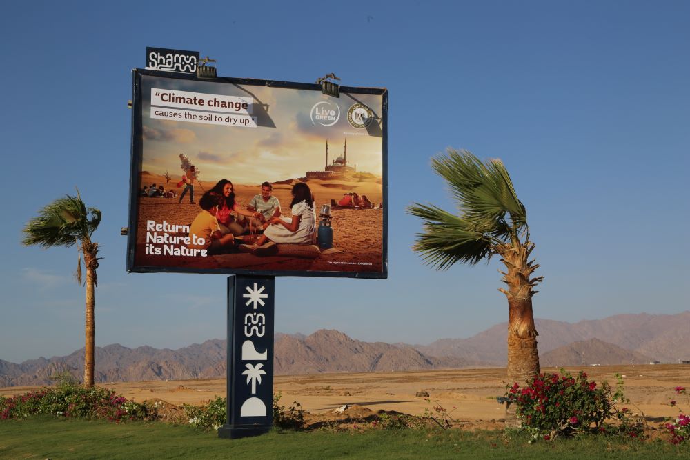 COP27 climate change sign in Egypt