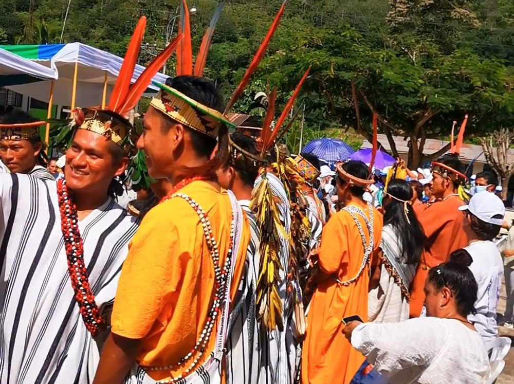 Indigenous people attend the ceremony to beatify Sr. María Agustina Rivas López, known as Aguchita, on May 7 in La Florida, Peru. (Courtesy of Yvette Arnold)