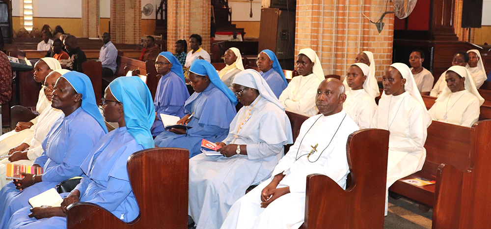 A cross section of consecrated persons attend Mass at St. Mary's Cathedral Rubaga in Kampala, Uganda, to mark the World Day for Consecrated Life in February 2022. (Mary Lilly Driciru)