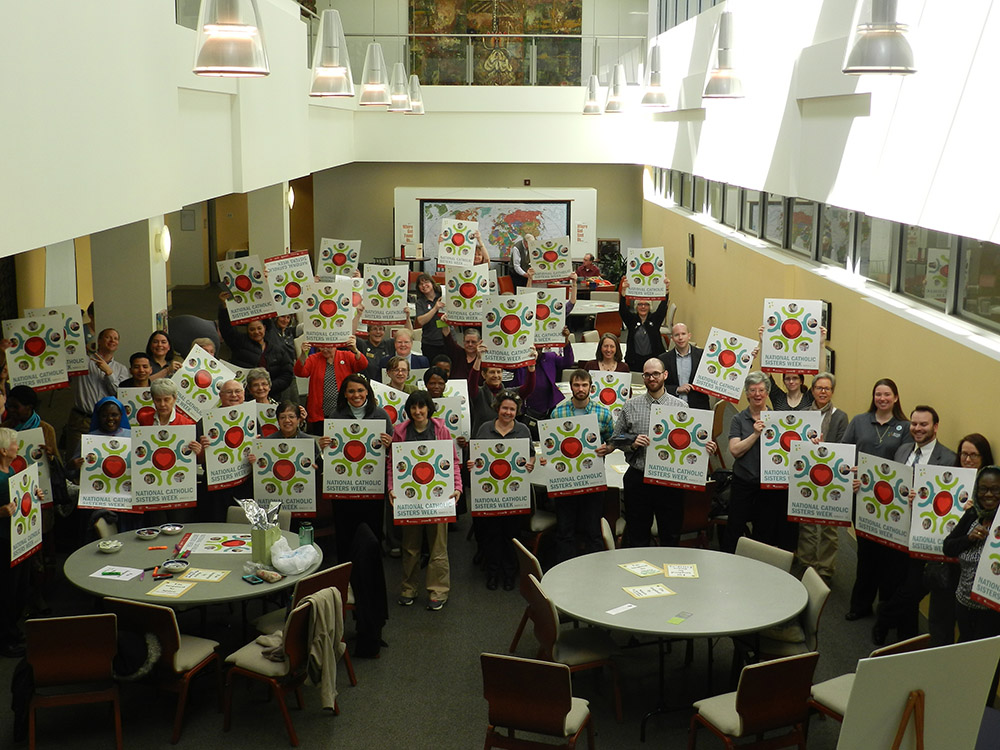 As part of the 2017 Catholic Sisters Week, Catholic Theological Union in Chicago hosted a prayer service in the graduate school's atrium with Giving Voice, National Religious Vocation Conference and Communicators for Women Religious. (Courtesy of the Benedictine Sisters of Chicago)