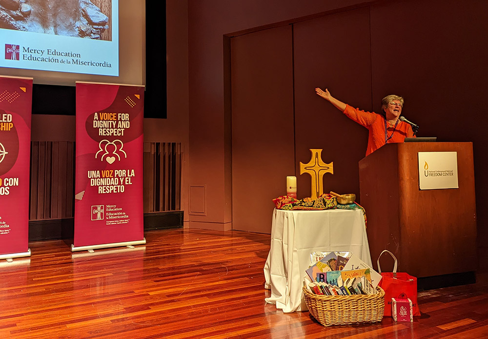 Mercy Sr. Lisa Griffith, executive director of Mercy Education, speaks at the annual Mercy Education Conference in October. (Courtesy of Mercy Education)