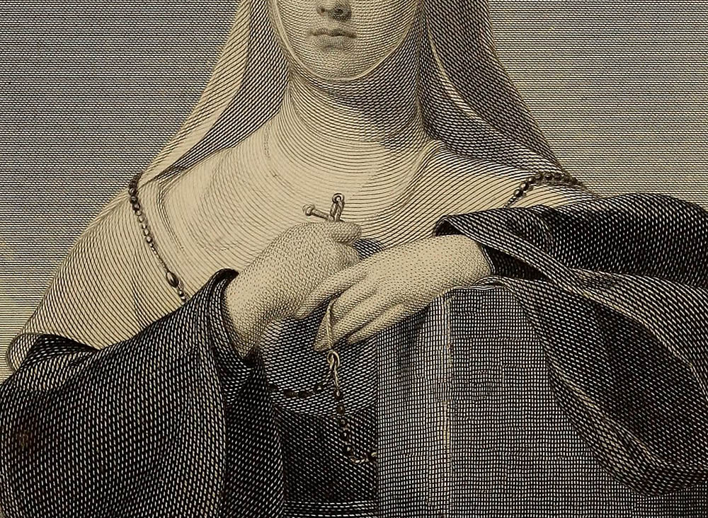 A 19th-century illustration of a nun in habit holding a rosary (Wikimedia Commons/Internet Archive Book Images)