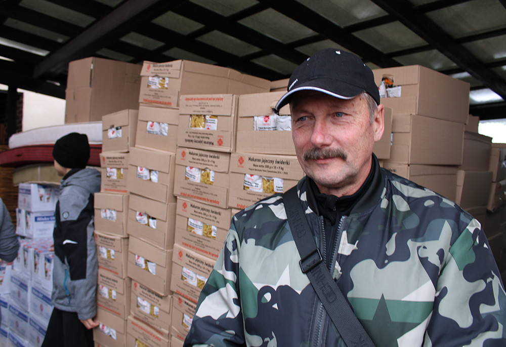 Kostiantyn Sklifus, 63, a career military man first with the Soviet army — where he served in Afghanistan and Chechnya, among other locales — and later with Ukrainian forces, now volunteers with Caritas. He believes many Ukrainians' firsthand experiences as onetime Soviet citizens is a reason people are committed to an independent Ukraine. (GSR photo / Chris Herlinger)