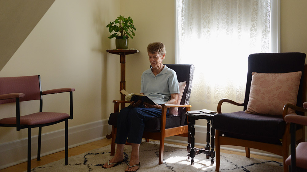 Our Lady of Sion Sister Pat Fox in the prayer room of her home in Kew, Melbourne, Australia (Fiona Basile)