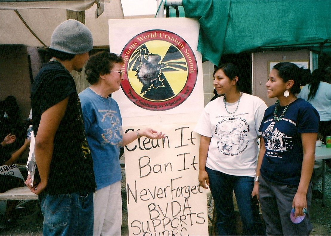 Maryknoll Sr. Rose Marie Cecchini is seen in Church Rock, New Mexico, at the annual commemoration of the July 16, 1979, radioactive spill in this undated photo. (CNS/Maryknoll Sisters)