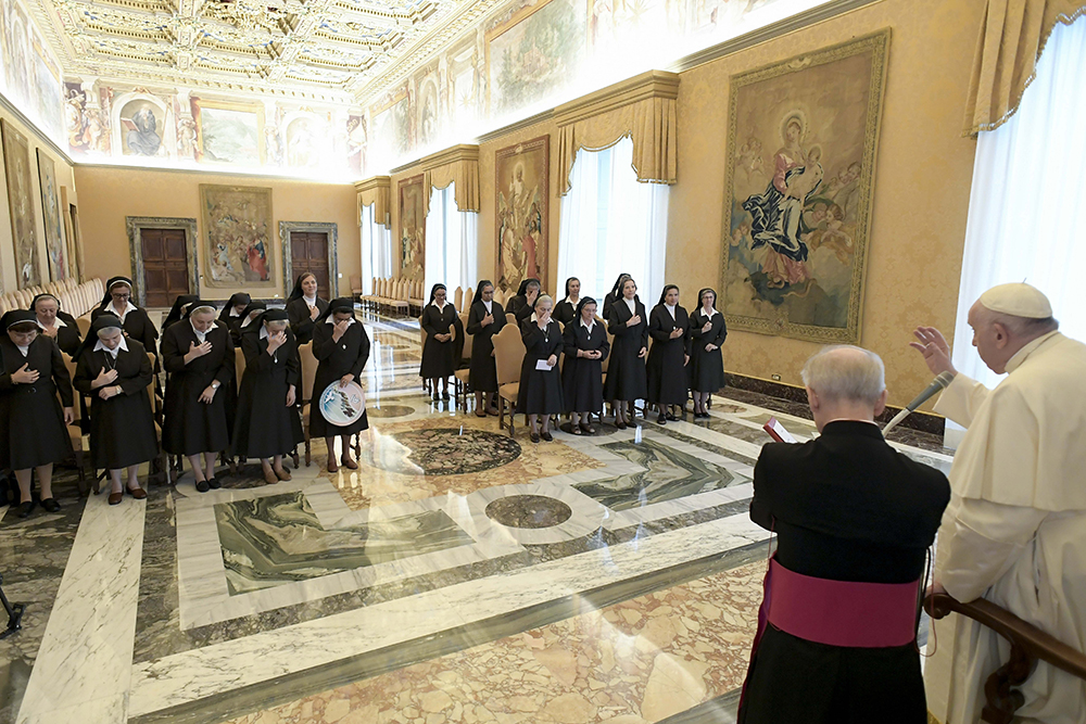 Pope Francis meets with members of the Capuchin Tertiary Sisters of the Holy Family on Sept. 26 at the Vatican. They were in Rome for their general chapter. (CNS/Vatican Media)