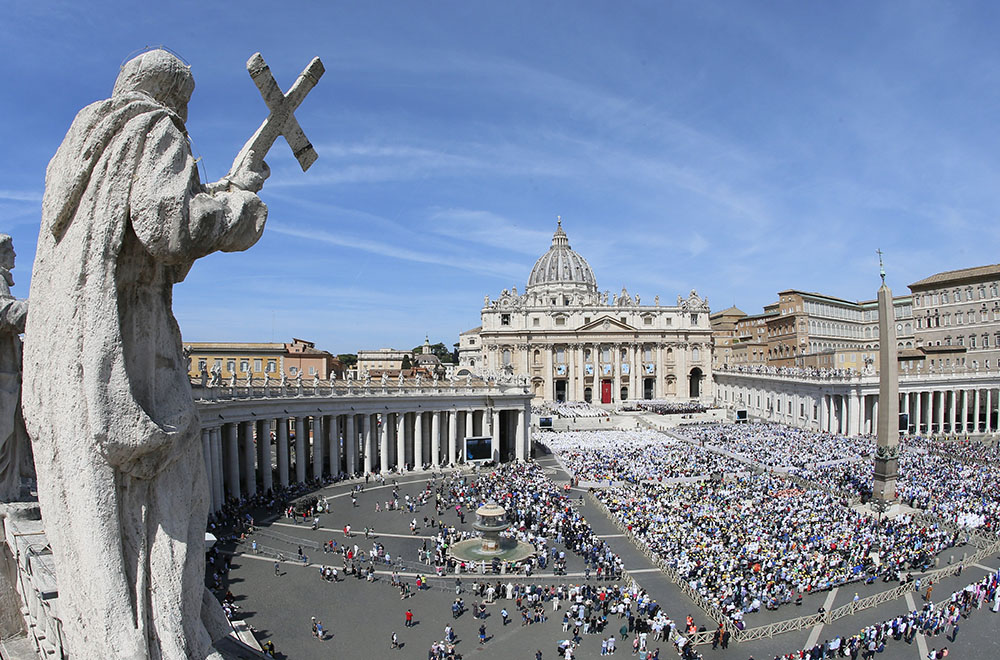 Pope Francis celebrates a canonization Mass in St. Peter's Square at the Vatican in May 2022. (CNS/Paul Haring)