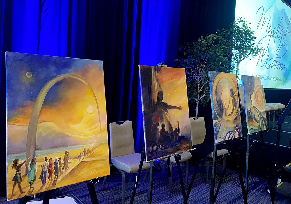 As the Leadership Conference of Women Religious met in St. Louis Aug. 9-12, 2022, St. Joseph Sr. Celeste Mokrzycki painted her impression of the assembly each day, an artistic endeavor in line with the theme "Mystical Wisdom: Following Spirit's Beckoning." (GSR photo/Soli Salgado)