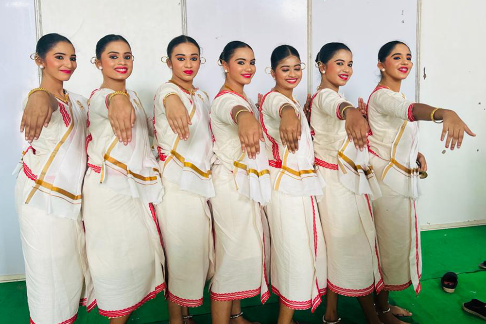 Students of a Catholic school rehearse Margamkali, a Christian art form depicting the origin and growth of Oriental churches in Kerala, southwestern India, during Kalolsavam, India's largest school cultural festival. (Courtesy of Maria Gracia)