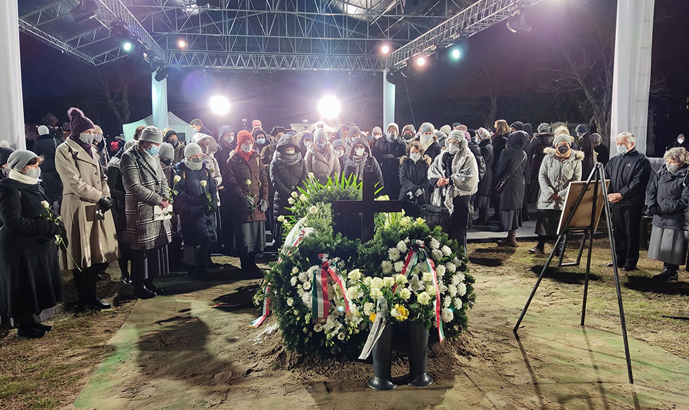 The body of Sr. Margaret Slachta, foundress of the Sisters of Social Service, is re-interred on Dec. 9, 2021, at the Fiumei Road Cemetery, National Memorial in Budapest, Hungary. (Courtesy of Sisters of Social Service)