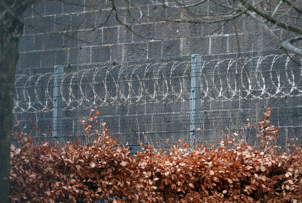 Razor wire surrounds Portlaoise Prison in County Laois, Ireland, in January 2021. (Newscom/ZUMA Press/Niall Carson)