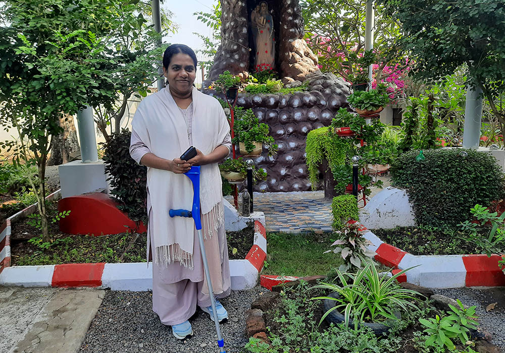Sr. Ambika Pillai, of the Daughters of Our Lady of the Garden, inside Navjeevan (GSR photo/Saji Thomas)