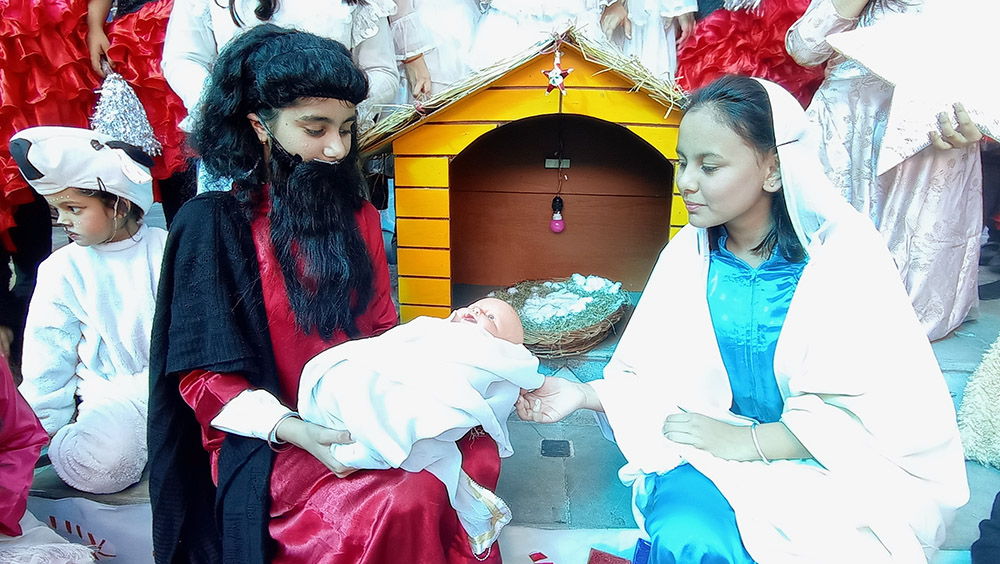 Children enact the Nativity during a celebration of Christmas as the festival of life Dec. 22, 2022, at Mariampur School in Kanpur, India. (Courtesy of Tisy Jose)