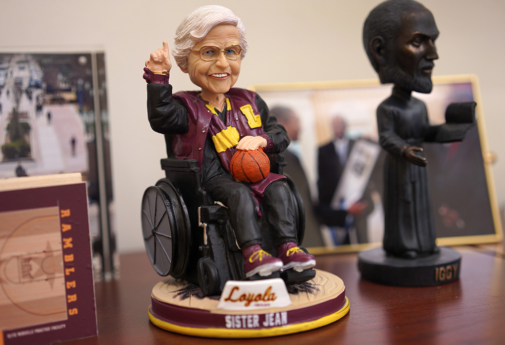 A bobblehead of Sr. Jean Dolores Schmidt