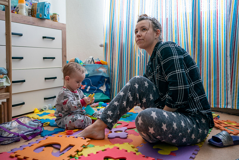 Dasha Habovska and her son, Christian, now live in Fastiv, Ukraine, after the Russian invasion and bombardment their home in Kherson. (Gregg Brekke)