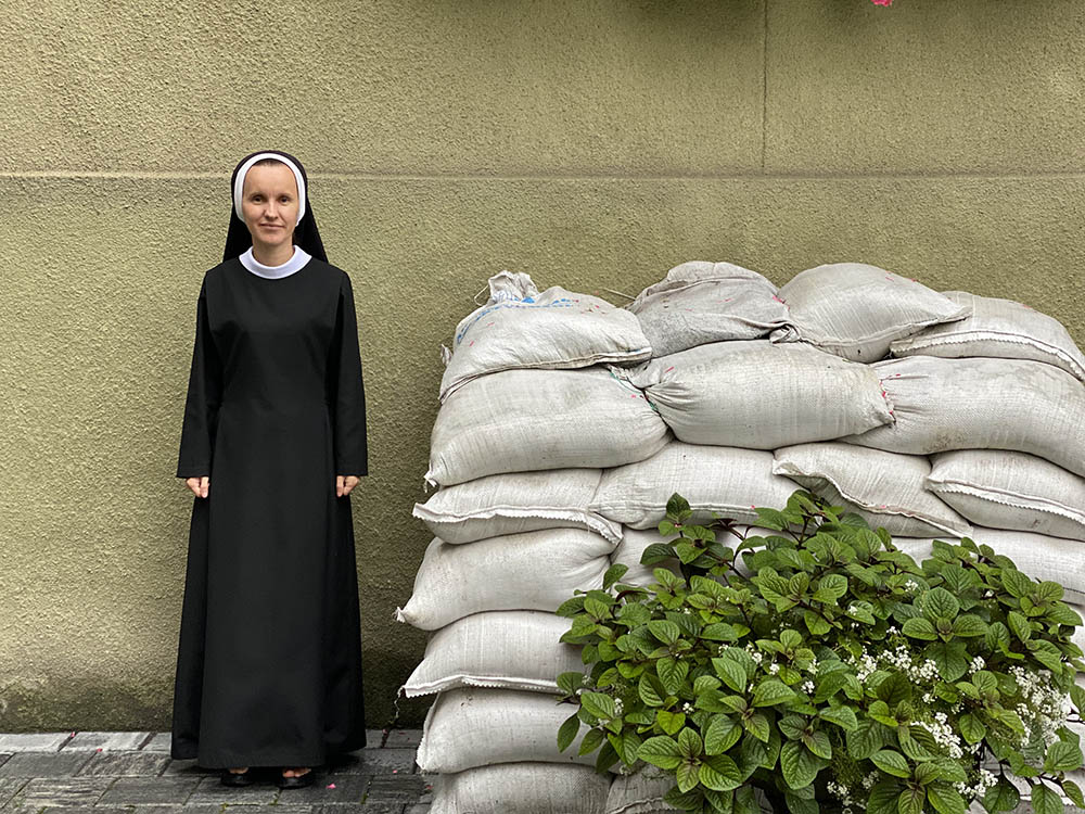 Basilian Sr. Josifa Lesnichenko outside the St. Joseph Monastery in Ivano-Frankivsk, Ukraine Sept. 3, 2022 (Rhina Guidos)