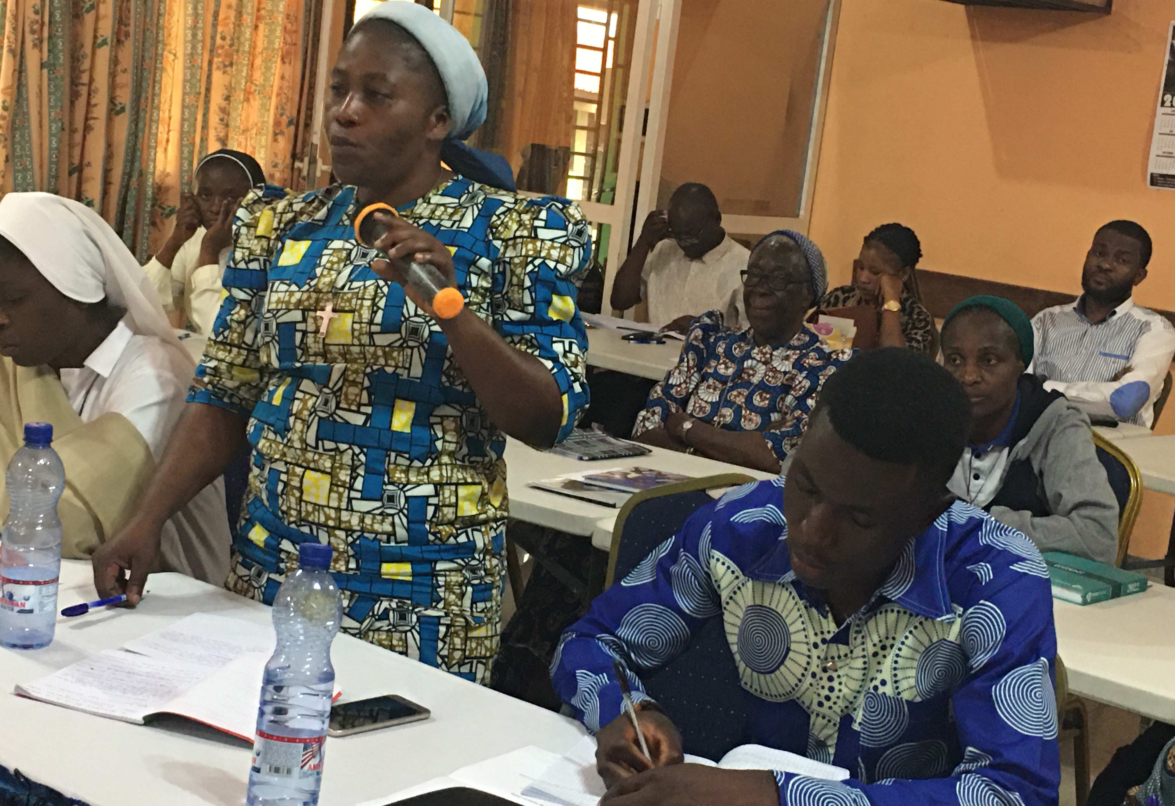 Sr. Micheline Toto, a Sister of St. Joseph of Cuneo, speaks at a meeting that taught advocacy techniques. (Courtesy of Eucharia Madueke)