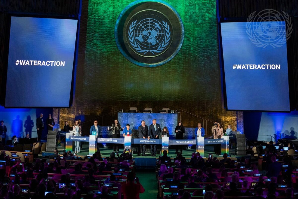 The opening ceremony of the U.N. 2023 Water Conference takes place at the U.N. General Assembly in New York. (UN/Rick Bajornas)