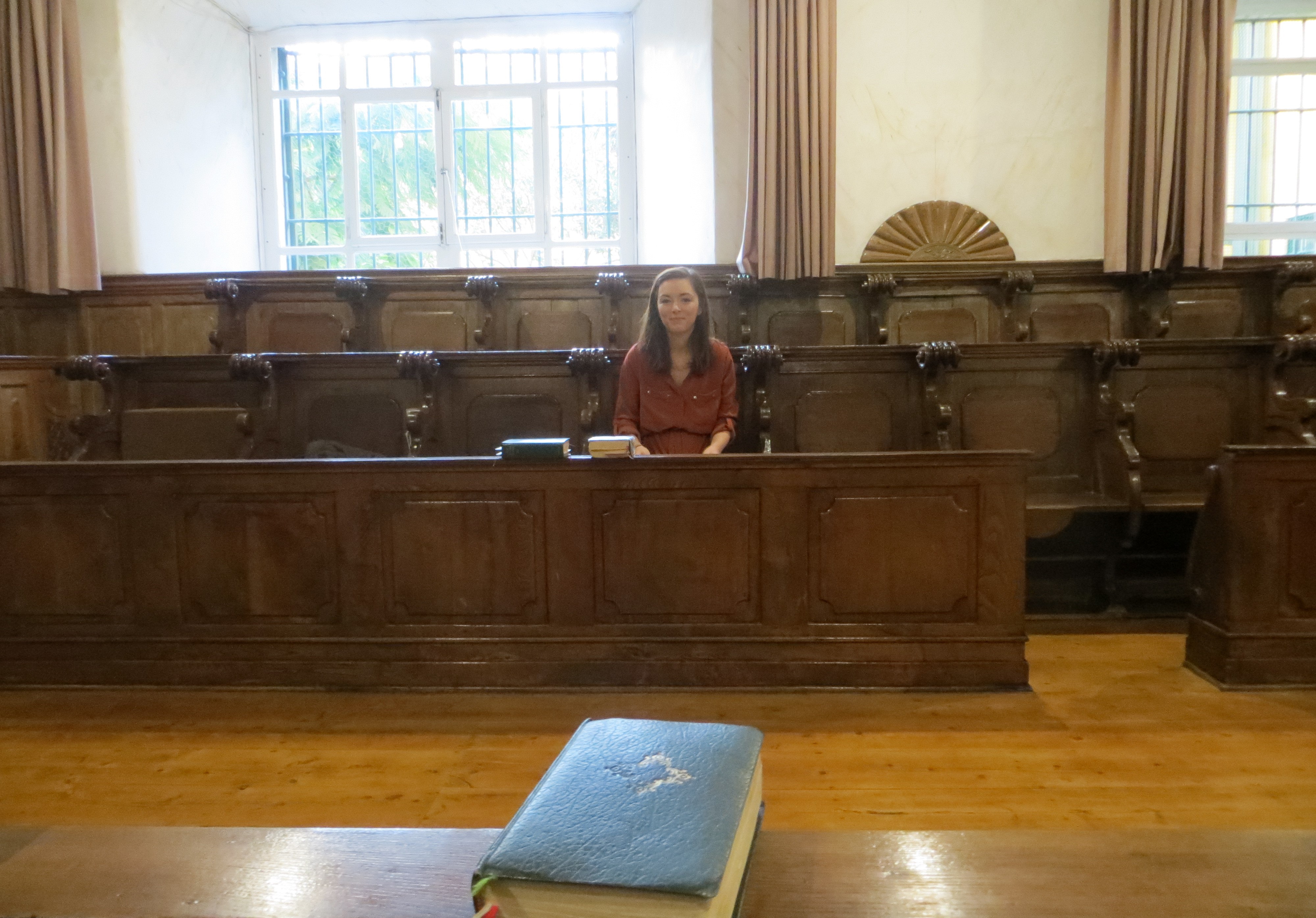 Bronagh McShane sits in the nuns' choir at the Convento de Nossa Senhora do Bom Sucesso, Lisbon, Portugal, in September 2015. (Courtesy of Caroline Bowden)