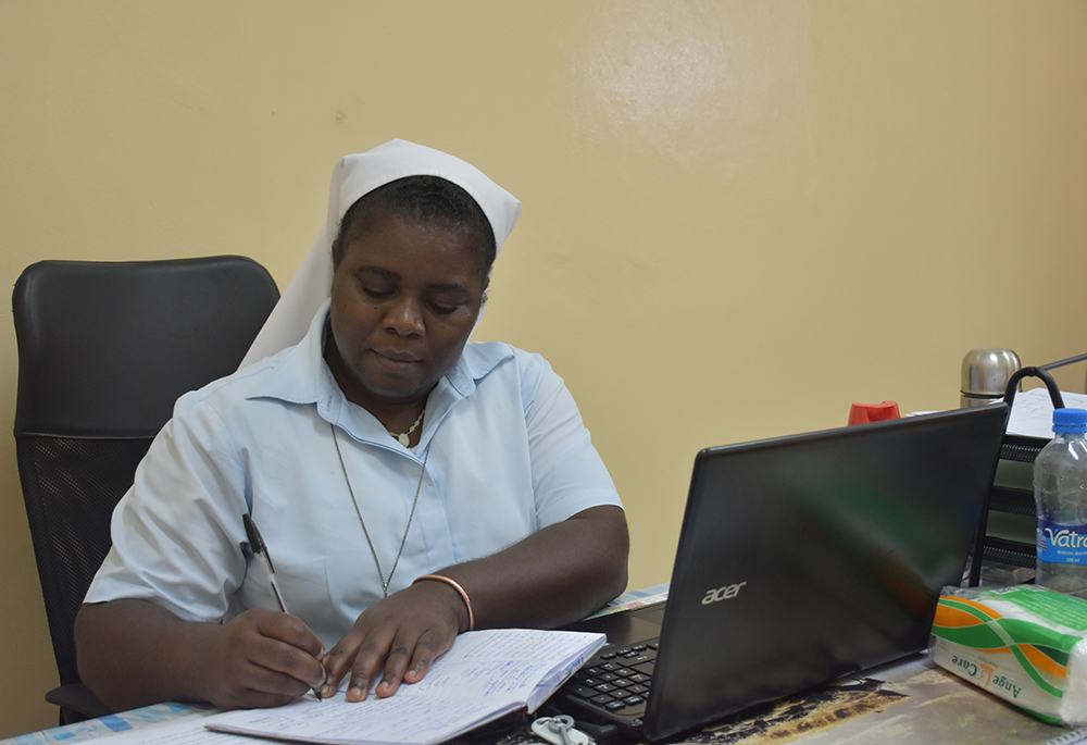 Sr. Adelina Adao in her office at Our Lady's Health Centre (GSR photo/Derrick Silimina)
