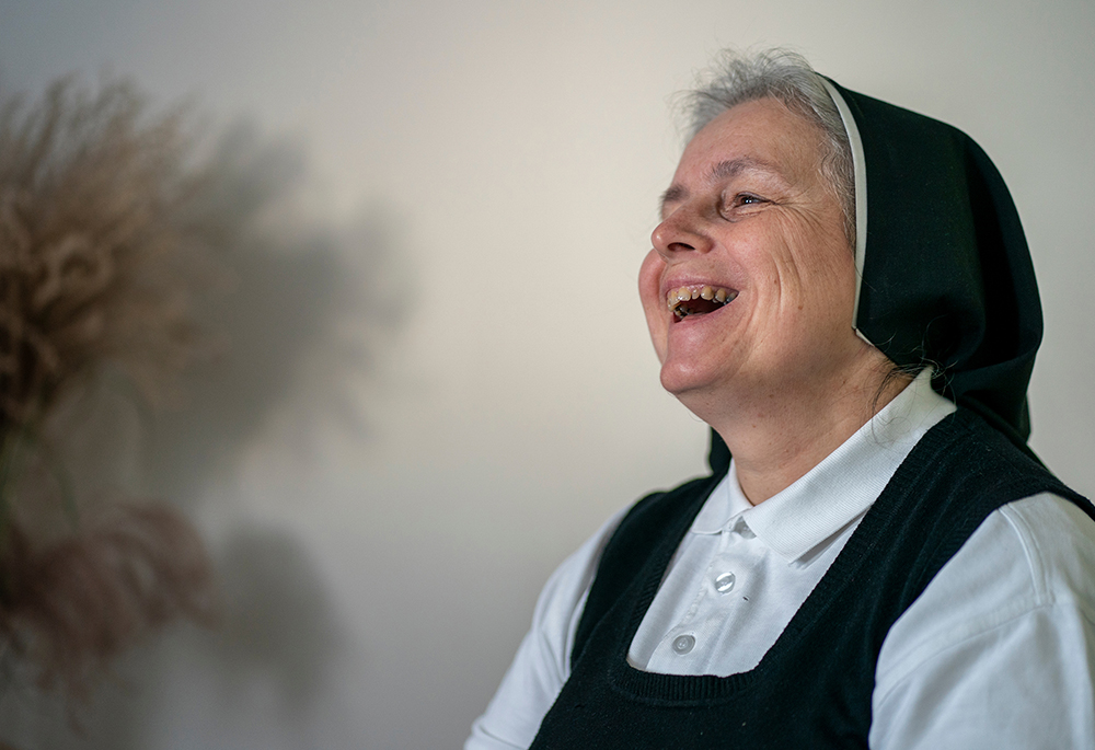 Slovakian Dominican Sr. Edita Vozarova is pictured during an interview at her congregation's convent in Mukachevo, Ukraine. She and other members of the congregation, the Dominican Sisters of Blessed Imelda, hosted GSR journalists Chris Herlinger and Gregg Brekke in February. (GSR photo/Gregg Brekke)