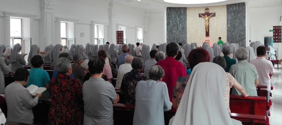 This image from Michel Chambon's Initiative for the Study of Asian Catholics April 2022 lecture on "The ministry of Chinese Catholic nuns, past and present" was taken in the chapel of the convent of Shenyang, in northern China. (Courtesy of Michel Chambon)