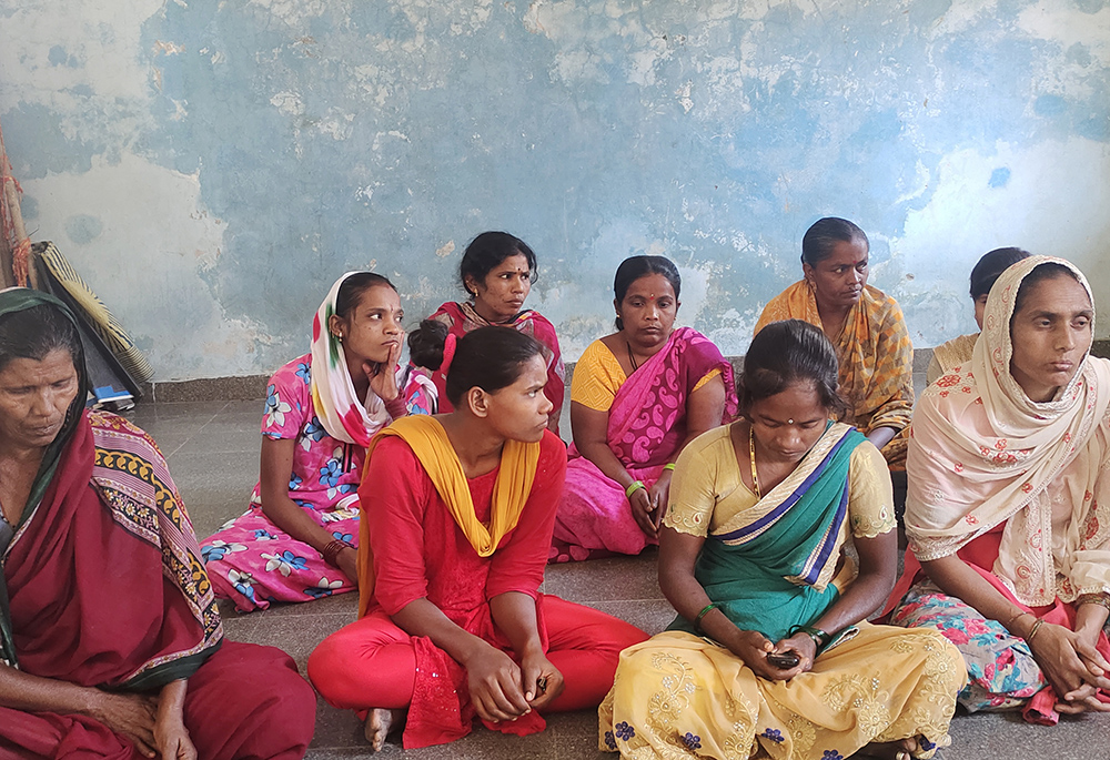 A group of devadasis, who are part of a church-initiated self-help group that Sr. Amala Rani, a member of the Sisters of St. Joseph of Tarbes, coordinates in Bijapur. (Thomas Scaria)