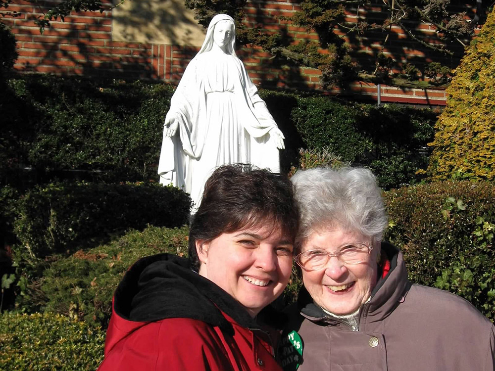 St. Joseph Sr. Lynn Caton reunited with her fifth-grade religious education teacher, St. Joseph Sr. Patricia Sullivan, formerly known as Sister Paul Miriam (Courtesy of Lynn Caton)