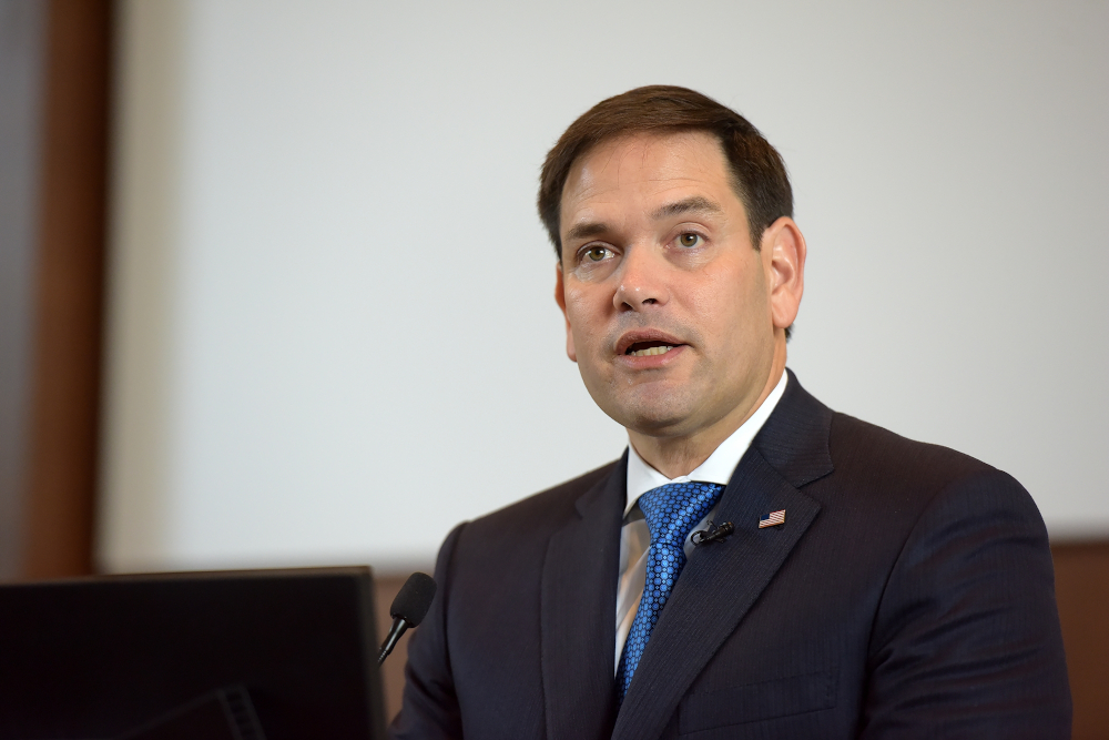 Sen. Marco Rubio, R-Florida, delivers a speech on "Human Dignity and the Purpose of Capitalism" Nov. 5, 2019, at The Catholic University of America in Washington. (CNS/The Catholic University of America/Patrick G. Ryan) 